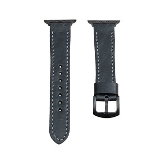 Pueblo Siyah Dikişli Apple Watch Deri Kordon - Gri İp