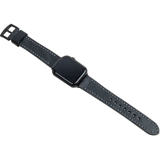 Pueblo Siyah Dikişli Apple Watch Deri Kordon - Gri İp