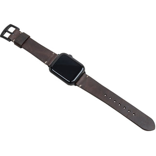Kahve Spor Apple Watch Deri Kordon - Bej İp