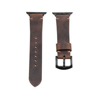 Crazy Kahve Spor Apple Watch Deri Kordon - Camel İp