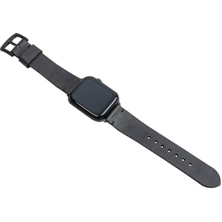Asfalt Spor Apple Watch Deri Kordon - Siyah İp