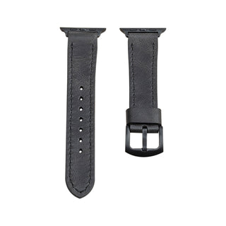 Asfalt Dikişli Apple Watch Deri Kordon - Siyah İp