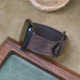 Asfalt Dikişli Apple Watch Deri Kordon - Siyah İp