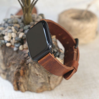 Frisco Kahve Spor Apple Watch Deri Kordon - Kahve İp