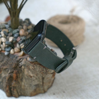 Yeşil Spor Apple Watch Deri Kordon - Gri İp