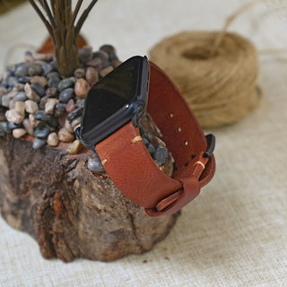 Tütün Spor Apple Watch Deri Kordon - Camel İp