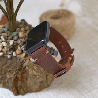 Crazy Kahve Spor Apple Watch Deri Kordon - Camel İp