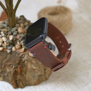 Parlak Kahve Spor Apple Watch Deri Kordon - Tütün İp