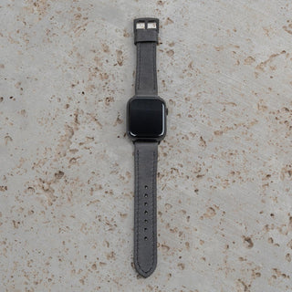 Asfalt Dikişli Apple Watch Deri Kordon - Siyah İp