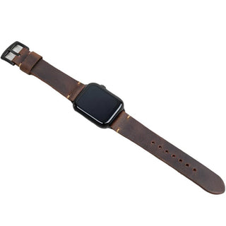 Crazy Kahve Spor Apple Watch Deri Kordon - Camel İp