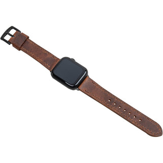 Frisco Kahve Dikişli Apple Watch Deri Kordon - Kahve İp