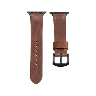 Parlak Kahve Spor Apple Watch Deri Kordon - Tütün İp