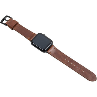 Parlak Kahve Spor Apple Watch Deri Kordon - Tütün İp