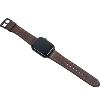 Pueblo Kahve Dikişli Apple Watch Deri Kordon - Kahve İp