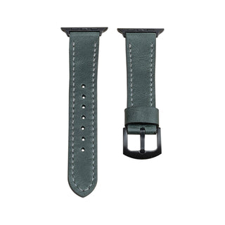 Yeşil Dikişli Apple Watch Deri Kordon - Gri İp